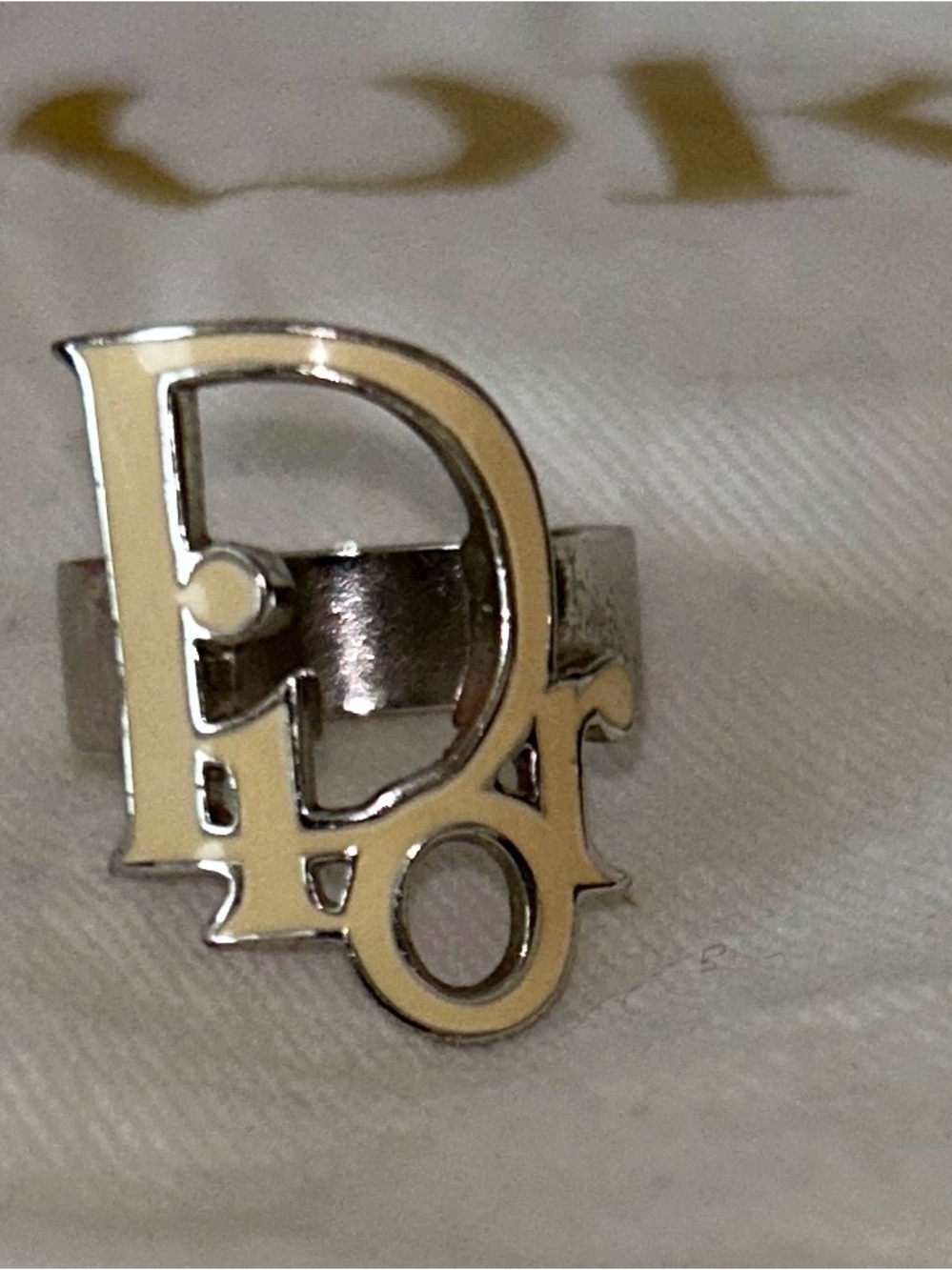 Christian Dior Authentic Oblique Monogram Logo Ring. Size 6. Vintage